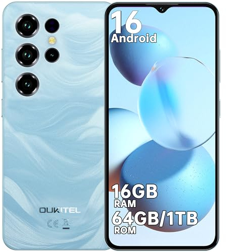 OUKITEL C2 Mobile Phones - Newest Android 16 Phone, 6.52 HD+ Display, 5000mAh Battery, 16GB+64GB/1TB, 4G SIM Free Mobile Phone, Face Recognition, 5G WiFi|BT5.0|OTG|Blue