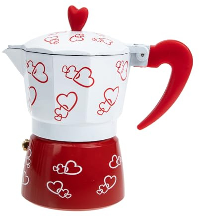 Healifty Aluminum Mocha Pot Espresso Maker 150ml Red Octagonal Pattern Coffee Pot Household Brewing Coffee Supplies