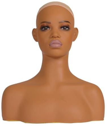 Milageto Tête de mannequin buste avec support pour perruque, maquillage, accessoires pour cheveux, lunettes de soleil, foulards, chapeaux et accessoires de