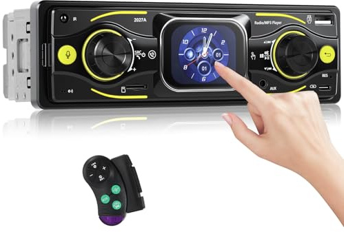 CAMECHO 1 DIN Radio para Coche con Pantalla táctil HD de 2,17 Pulgadas y Bluetooth, Manos Libres, Sintonizador de Radio FM, Reproductor MP3, Carga USB, Entrada AUX, Reproducción de Disco U
