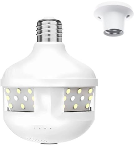 Fegtrtyoa Caméra de Sécurité Professionnelle Wi-FI 4 MP avec Ampoule E27, Vision Nocturne Couleur, Audio Bidirectionnel, Suivi Automatique, Objectif Fisheye Wi-FI