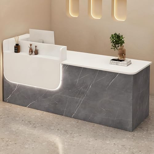 MCCYSMD Empfangstheke mit abschließbarer Schublade und Schrank, Rezeptionstresen aus Massivholz mit Stauraum, 100–240 cm, Moderne Empfangstheke für Büro, Salon, Lobby und Geschäft