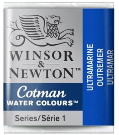 Winsor & Newton 0301660 Cotman Aqarellfarbe - 1/2 Napf, gute Transparenz, hervorragender Tönungsstärke und gute Maleigenschaften, Ultramarin