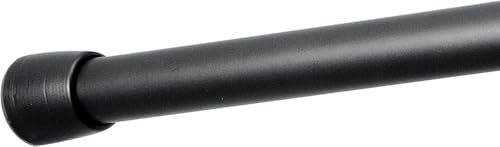 iDesign Asta doccia per tende, Asta telescopica doccia regolabile di media lunghezza, Asta tenda doccia in metallo, nero opaco
