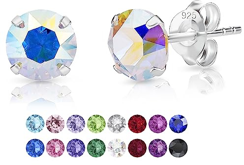 Aurore Boreale - Swarovski Femme - Piercing Oreille - Cristaux - Boucle Oreille Argent - Argent 925 - Cristal - Boucles d oreilles - Cristal Swarovski - Clou d oreille Argent 925 - Aurore Boréale