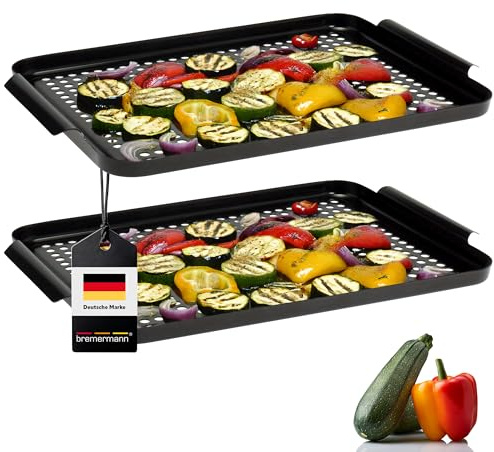 bremermann Grillplatte 2er-Set, Grillpfanne, antihaftbeschichtet 29,5 x 25,5 cm