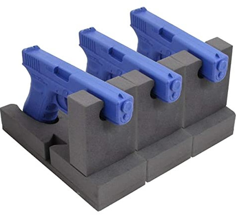 SafeHero 3er-Set Waffenhalter für Kurzwaffen | Modular & mit Klebefläche | schonende Lagerung durch stabilen Schaumstoff | für Pistolen, Revolver, Airsoft, Luftpistolen UVM.