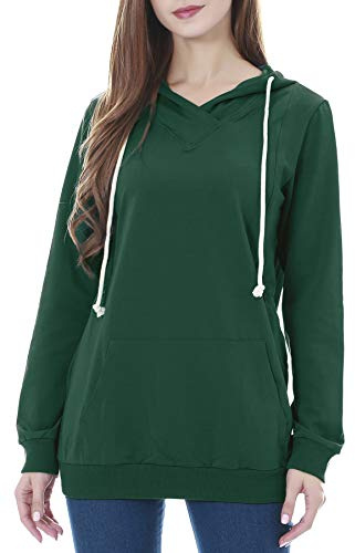Smallshow Sudaderas de Maternidad con Capucha Sudadera para Lactancia de Mangas Largas para Mujeres Deep Green 2XL