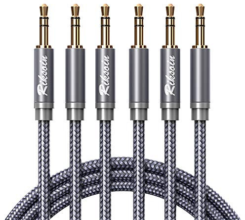RIKSOIN Aux-Kabel-3,5 mm Audiokabel mit Magnetring-Unterstützung [Hi-Fi,abgeschirmt] 3,5 mm Stecker auf Stecker AUX Kabel Auxiliary Adapter (3.5 aux 3p)