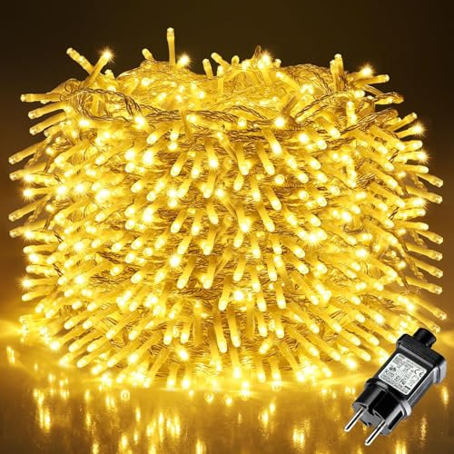 Lichterkette Aussen, LEDYA 30M 300 LED Lichterkette Strom Warmweiß mit 8 Modi und Speicherfunktion, Wasserdichte IP44 für Balkon, Garten, Geländer, Weihnachten, Innen, Außen Dekoration