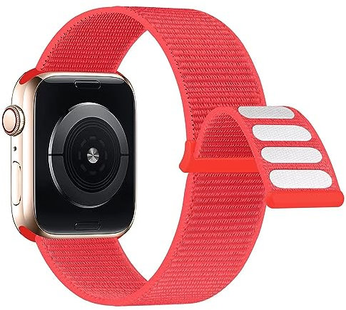 Lobnhot kompatibel mit Apple Watch Armband 40mm 38mm 41mm, Nylon Sport Armband kompatibel für iWatch Series 11 10 9 8 7 6 5 4 SE 3 2 1 Ultra, Rot