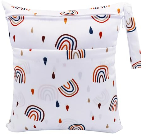FenFang Stoffwindeln Nasstaschen Kindergarten, Windeltasche Wetbags Wickeltasche Nassbeutel Organiser Taschen Große Wiederverwendbar Wasserdicht mit Reißverschluss für Baby