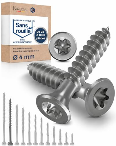 Holzschrauben Torx Schrauben 4x70 Edelstahl V2A rostfrei Spanplattenschrauben für Holz Teilgewinde 4mm stark 70mm lang 50 Stück Edelstahlschrauben Holz A2
