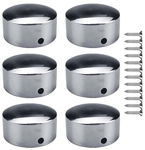 KMERCE 6 Pcs 45mm Stainless Steel Wood Handrail End Cap End Cover Arm End Cap Round Stair Handrail End Caps Mounting Screws Included