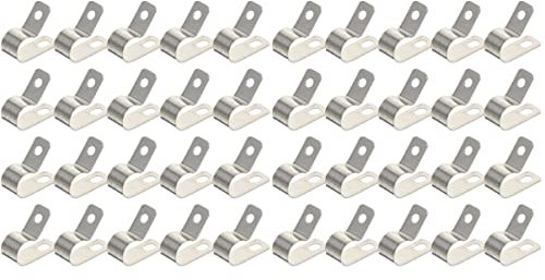YARNOW 40pcs Stainless Steel Cable Clip r Type Mounting Cord Fastener for Wire Clip Cable Clamps