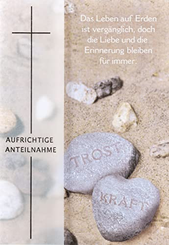 Perleberg Trauerkarte - Basic-Classic-Collection - Trauerkarten mit Umschlag - Liebevolle Beileidskarten mit Umschlag - Danksagungskarten Trauer - hochwertige Karten zur Trauer in 11,6 x 16,6 cm