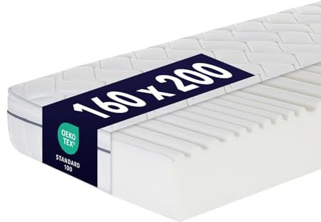 Ortho-Relax Matratze 160x200cm, 23cm hoch, 7-Zonen-Komfortschaum, Härtegrad H4 & H5, Wendbar, Weicher & Fester Seite, 100 Nächte Probeschlafen, Öko-Tex 100