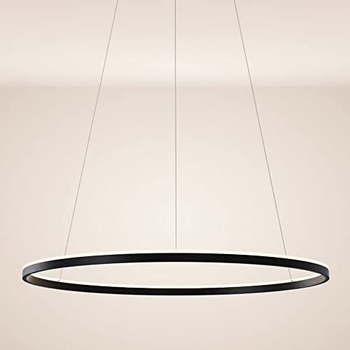 s.luce LED Ring Pendelleuchte rund Direkt oder Indirekt Hängelampe Wohnzimmerleuchte, Farbe:Schwarz, Größe:Ø 100cm