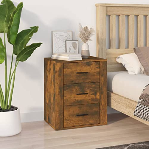 homiuse Mesita de Noche Madera contrachapada Roble Ahumado Mesita De Noche Moderna Mueble Habitacion Mesita De Noche Madera Muebles Dormitorio Mesitas De Noche Dormitorio 50x36x60 cm