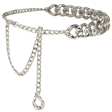 Stfery Taillenkette Gürtel Damen, Körperkette Damen Silber Dicke Taillenkette, Silberner Kreis Bauchkette 115cm Legierung