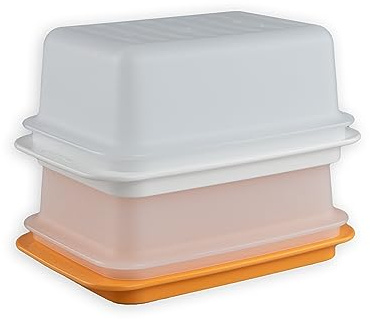 Tupperware® Beurrier C21 Orange/blanc + blanc Pour beurre jusqu'à 6,5 cm de hauteur