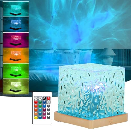 Galaxy Projector Night Light for Bedroom, Touch Lamps Bedside Star Projector for Kids, Ice Cube Ocean Wave Sensory Lights 16 Color Adjustable Brightness Crystal Lamp (Ice Cube)