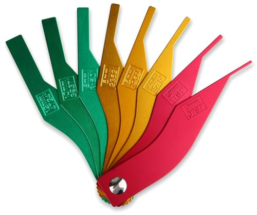 ptiysta Brake Disc Measuring Tool, 8-Piece SAE Gauge Measuring Metric Steel Structure Thickness Gauge, Color Coded Gauge Size, Measuring Disc and Drum Brake Pad Gauge