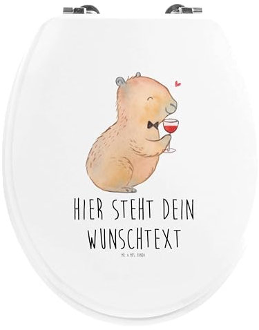 Mr. & Mrs. Panda Personalisierter WC Sitz Motiv Capybara Wein - Personalisierte Geschenke, Geschenk für Weinkenner, Toilettensitz, Klobrille, Klodeckel, Weinliebhaber, Toilettendeckel, mit Namen