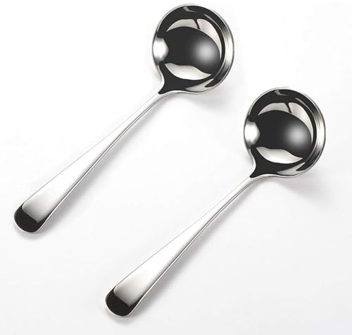 Zjunhm Small Soup and Gravy Ladles - 304 Stainless Steel, 7.7 Inches, 2-Piece Set - Dishwasher Safe (Silver)