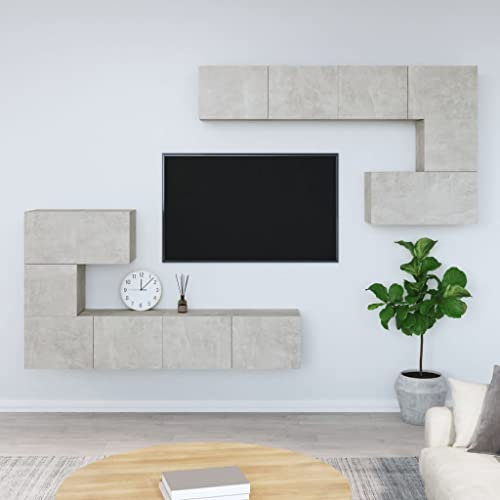 ZEYUAN TV-Wandschrank Betongrau Holzwerkstoff, TV Board, TV Sideboard, Lowboard Schwebend, Schrankhalterungen Wand