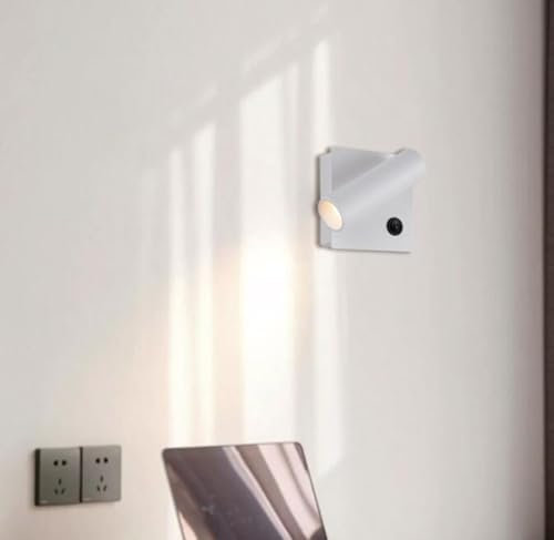 SXYSXYSXY 3W LED Leselampe Nachttischlampe mit Schalter 4000K Wandleuchte Dreh-und schwenkbarem Wandleselampe Aluminium Schlafzimmer Büro Hotels Wohnzimmer Wandspot,Weiß