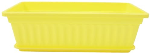INOOMP 2 Ensembles De Jardinières De Fleurs Et De Légumes en Plastique Pots De Fleurs Rectangulaires avec Soucoupes pour Jardin Patio Balcon Jaune
