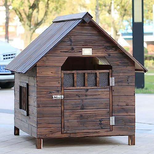 Hundehütte für draußen – Hundekäfig aus Holz, Hundehütte, wetterfest, atmungsaktiv, einfach zusammenzubauen – für kleine, mittelgroße und große Hunde und Katzen (Größe: XXL)
