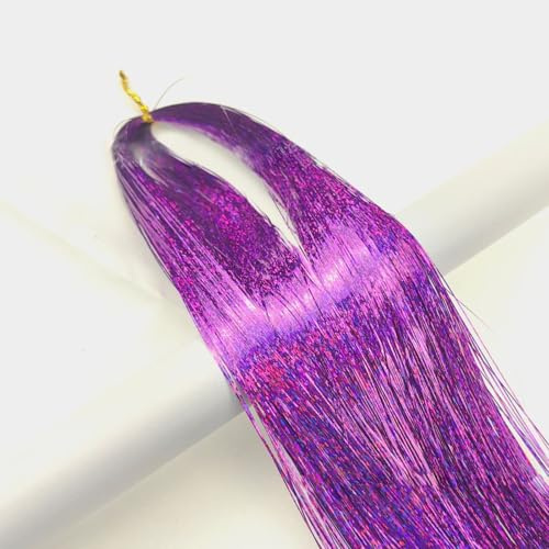 Leliafleury 1000 ciocche di capelli lisci glitterati, 94 cm, extension per capelli lisci per feste e cosplay