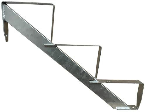 1 elevador de escalera de madera, galvanizado/a elegir, 2 a 6 escalones (3 barras de soporte)