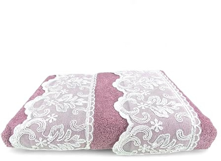Tex family Set Asciugamani 1+1 Pizzo Macramè Malika Rosa, Puro Cotone, Made in Italy, Idea Regalo, Confezione Elegante