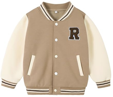 Volunboy Kleinkind Jungen Jacke Varsity Baseball, Unisex Schule Mantel Sportjacke Stehkragen Jacken