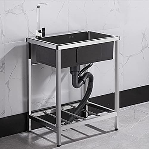 CZAOERXB Lavello da Giardino con Una Vasca, lavello da Cucina in Acciaio Inox con Supporto, lavelli da Cucina Commerciali in Piedi per la ristorazione per la casa Interna ed Esterna