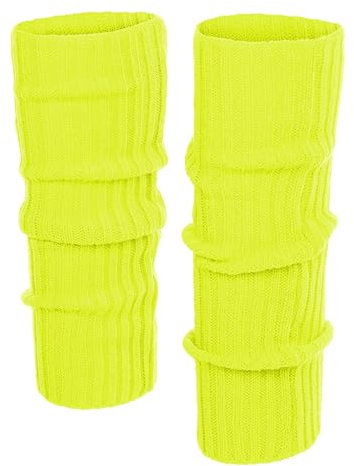 KarneLux Sexiga benvärmare – neonstrumpor för 80-talet, 90-talet, kostymer för temafester, karneval, karneval eller för dans – en storlek för kvinnor (neongul)