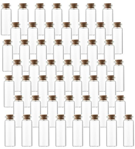 LGEGE 12ml Mini Glass Bottles with Corks Stoppers 50Pcs Set, 22 * 60mm Small Potion Bottles, Tiny Sand Art Jar for Party Decoration, DIY Crafts