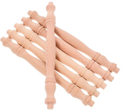 Unfertige Holzspindeln 6 Stück, Dekorative Balusterspindeln | Khaki, Holz, Unbehandelt, für Selbstgemacht Bastelprojekte und Dekorative Geländer an Holztüren