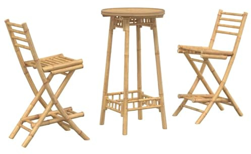 vidaXL 3-TLG. Outdoor-Bar-Set Klappbar Bambus