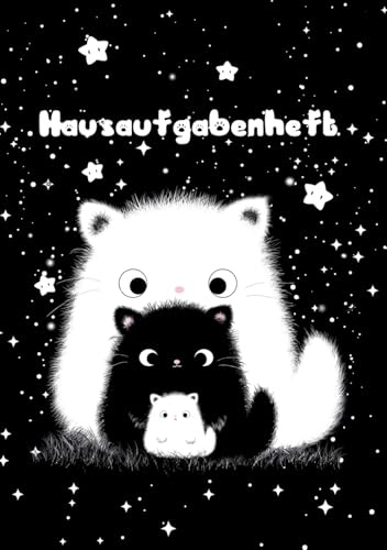 Kawaii Katzen mit Sternen Hausaufgabenheft, Schülerkalender, Schulplaner, farbig illustriert, 71 Seiten, A5: Hausaufgaben mit Kater Moo im Galaxy Design