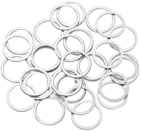 sourcing map 150 arandelas planas de aluminio, juntas redondas de 16 x 20 x 1,5 mm, espaciadores planos para tornillos, pernos, accesorios de reparación de maquinaria, construcción al aire libre, tono