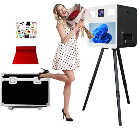 Aookely DSLR-Kamerastativ mit 54,6 cm Touchscreen, höhenverstellbar, für Selfie, Hochzeitsfeier, Verleih (Schwarz, Fotokabine)