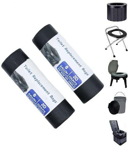 AXOBOG 40 Stück Toilettenbeutel Schwarz Set,30L Biologisch Abbaubare Toilettenbeutel, Beutel Für Campingtoiletten, wasserdichte Trenntoilette Zubehör, Für Mobile Toiletten, Wandern, Reisen