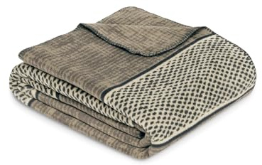 Ibena Ubud Decke 150x200 cm - Baumwollmix weich, warm & waschbar, Kuscheldecke braun