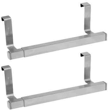 Fackelmann 9337150 Lot de 2 Portes Serviette Extensible, Porte torchon de Cuisine, Porte Serviette de Bains, Acier Inoxydable, 22 x 8 x 7 cm
