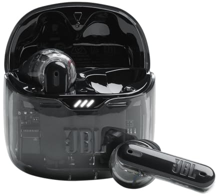 JBL Tune Flex Ghost Écouteurs intra-auriculaires Bluetooth, écouteurs antibruit résistants à l'eau avec autonomie de 32 heures, Black Ghost (renouvelés)