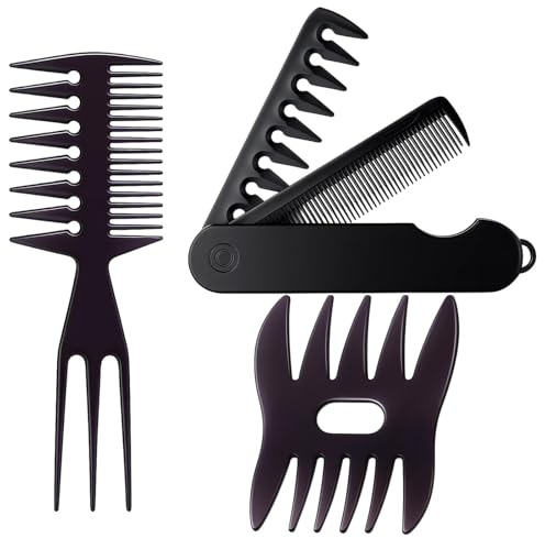 3 Stück Haarkamm, Kamm Männer, Butterfly Kamm 3-In-1 Haarkamm Männer, Bartkamm, Praktischer Taschenkamm Für Tägliche Haarpflege Und Bartstyling, Ideal Für Reisen Und Unterwegs